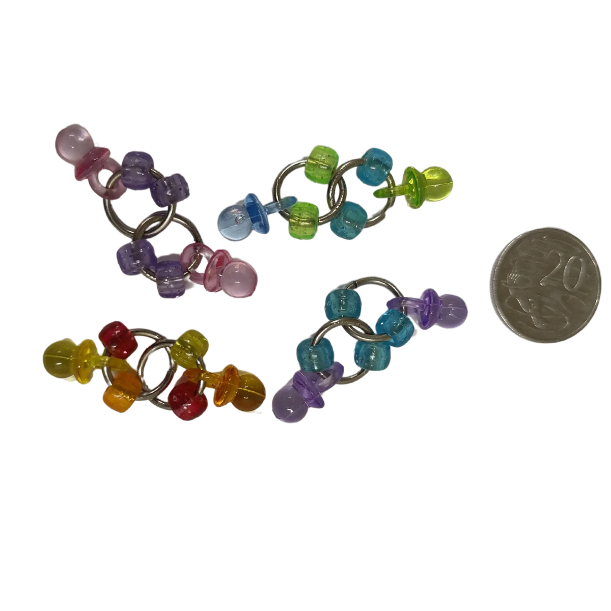 Four Pack Mini Dummies and Beads Foot Toy