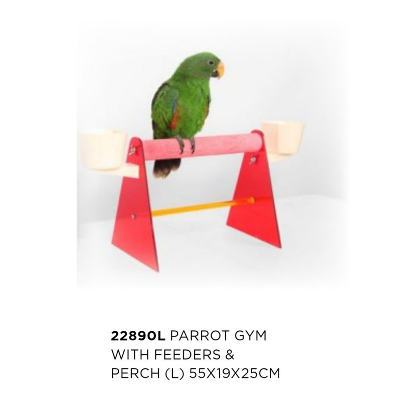 Parrot Gym with Feeders and Perch