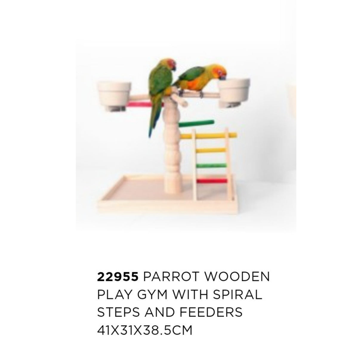 Wooden Play Gym with Spiral Steps and Feeders