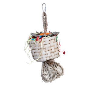 Basket With Palm Flower Top Bird Toy