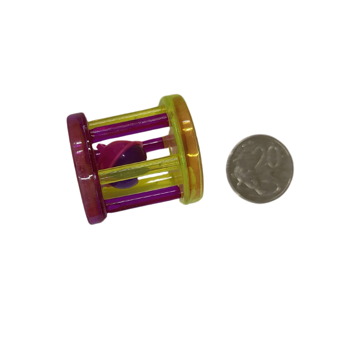 Yellow and Purple Barrel Foot Toy