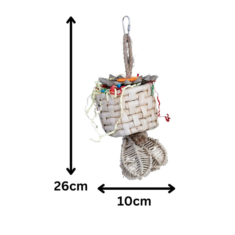Basket With Palm Flower Top Bird Toy
