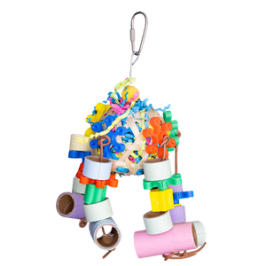 Cane Weave Paper Filled Ball with Bagels Bird Toys