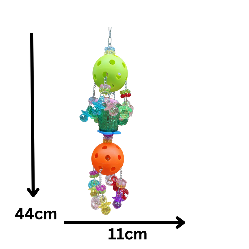 Cactus and Two Balls bird Toy