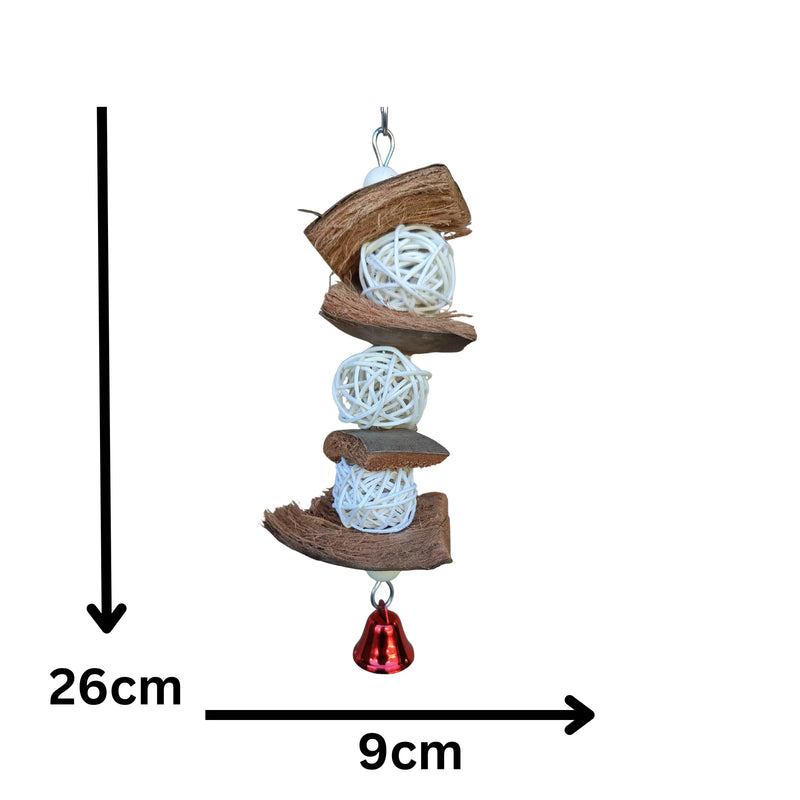 Coconut and Cane Ball Sandwhich Bird Toy