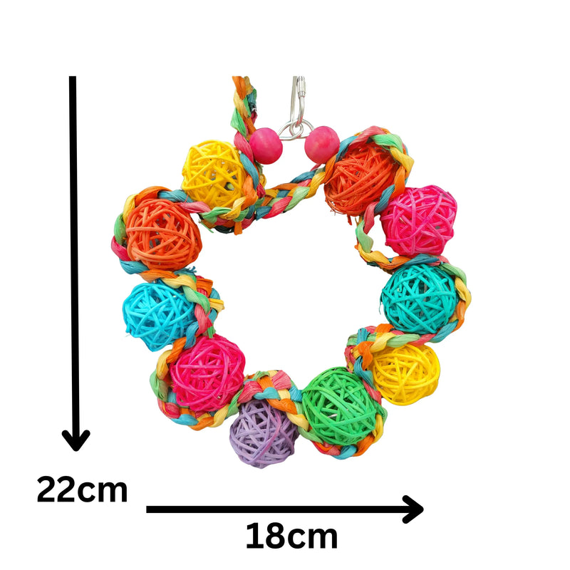 Coloured Cane Ball Weave Ring Bird Toy