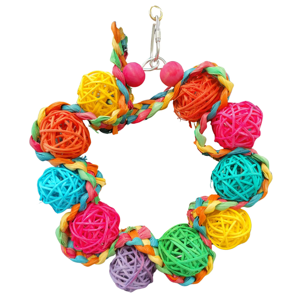 Coloured Cane Ball Weave Ring Bird Toy