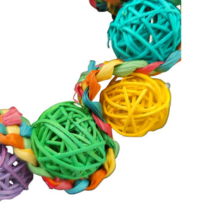 Coloured Cane Ball Weave Ring Bird Toy