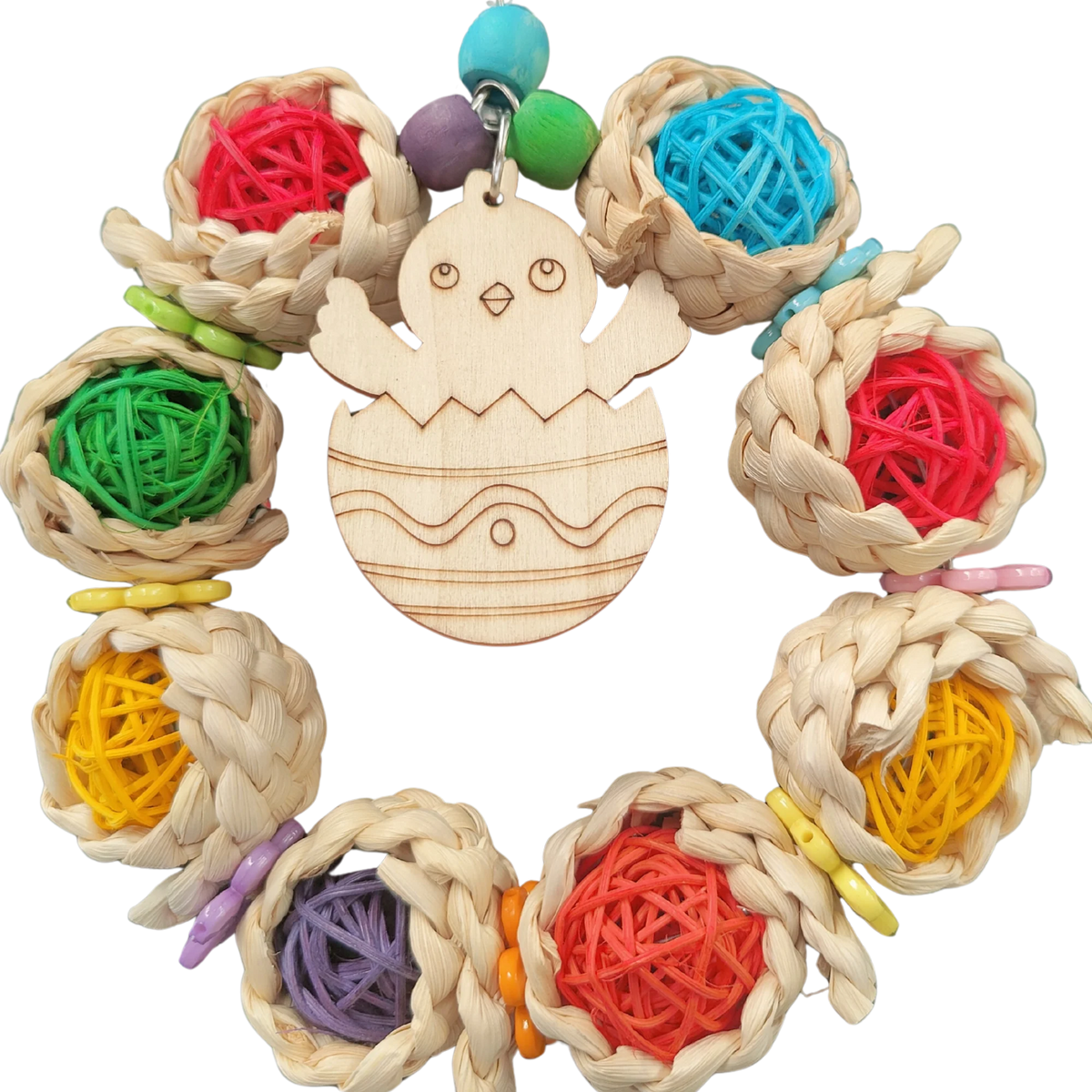 Coloured Chick Ring Bird Toy