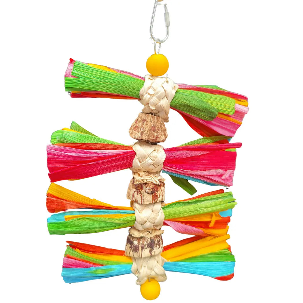 Colouful Shredable Bird Toy with Mahogony Pieces