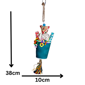 Cup with Balsa Ball and Tassel Bird Toy