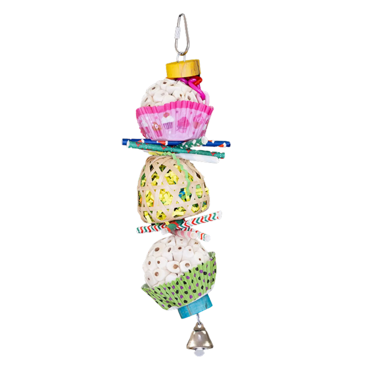 Double Cup Cake Sola Balls with Centre Cane Weave Ball Bird Toy