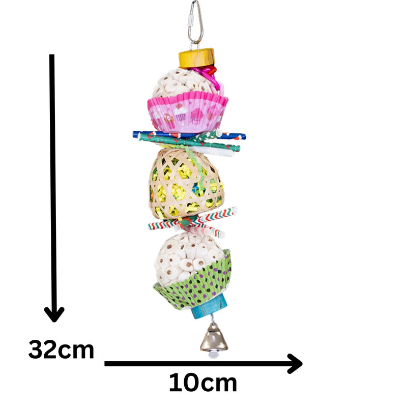Double Cup Cake Sola Balls with Centre Cane Weave Ball Bird Toy