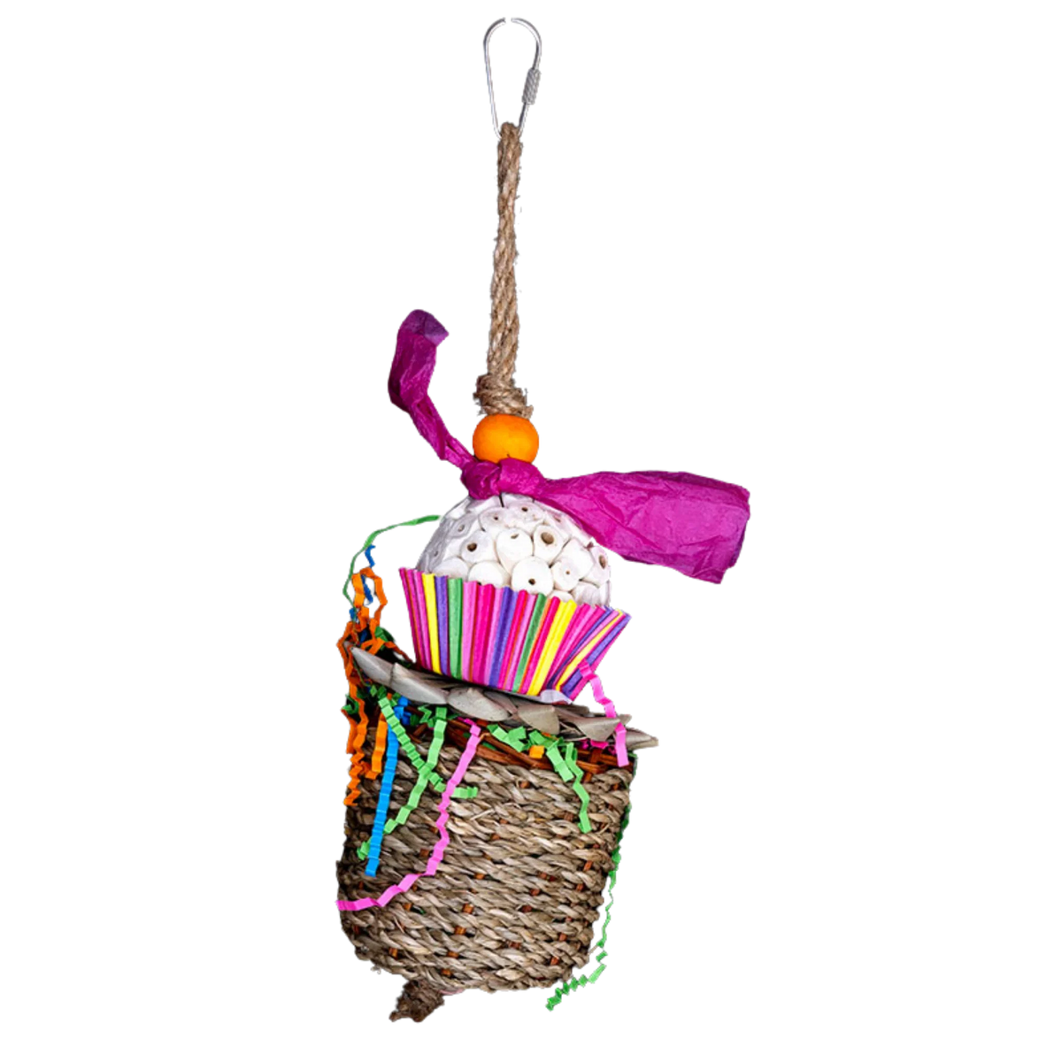 Filled Basket with Sola Ball Cup Cake Bird Toy