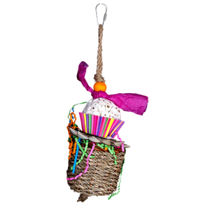 Filled Basket with Sola Ball Cup Cake Bird Toy