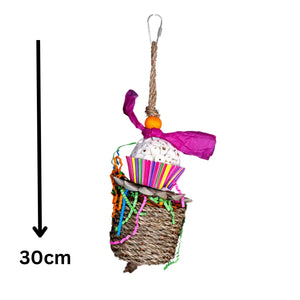 Filled Basket with Sola Ball Cup Cake Bird Toy
