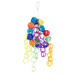 Hanging Coloured Cane Balls and Coloured Rings Bird Toy