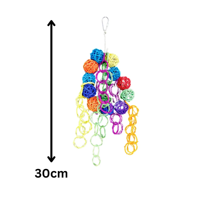 Hanging Coloured Cane Balls and Coloured Rings Bird Toy