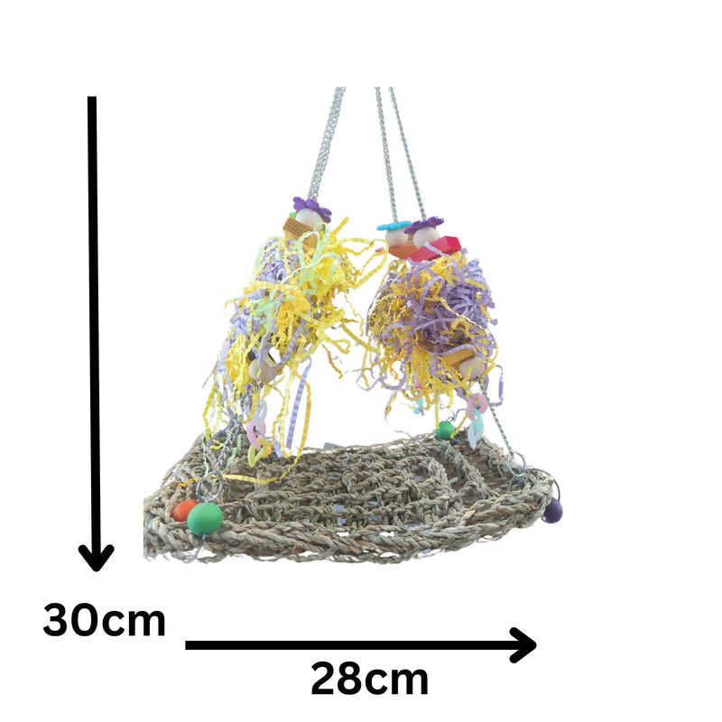 Hanging Mat Bird Toy with filled Cane Balls