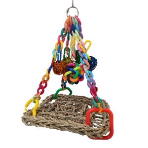 Hanging Mat with Cane Ball Bird Toy