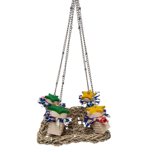 Hanging Mat with Finger Traps Bird Toy