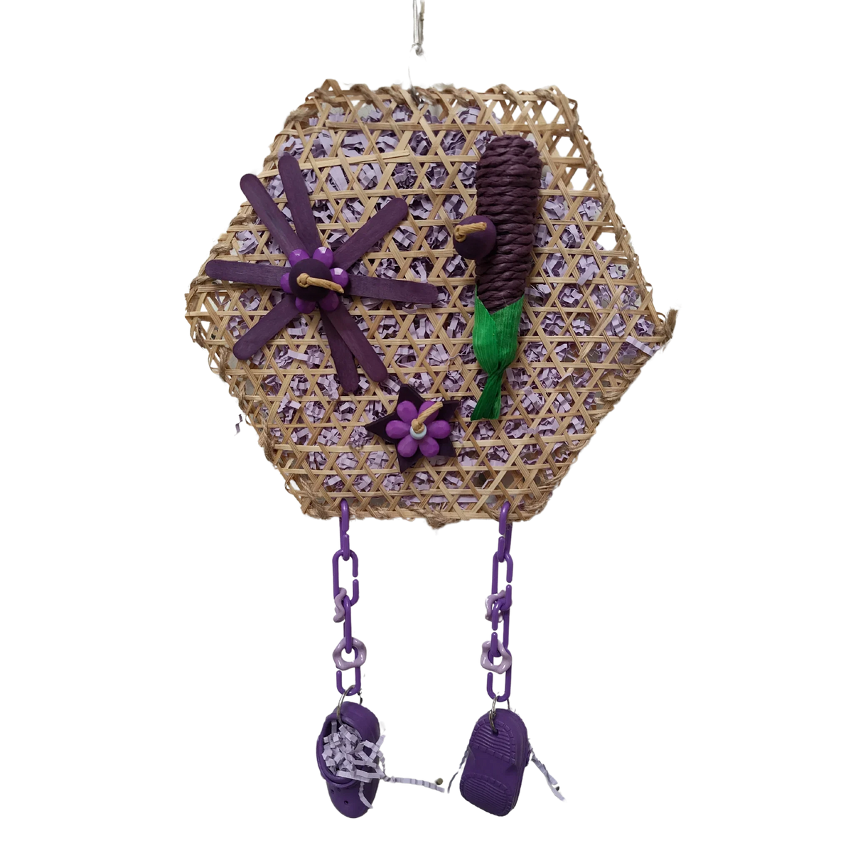 Hexagon with Hanging Crocs Bird Toy