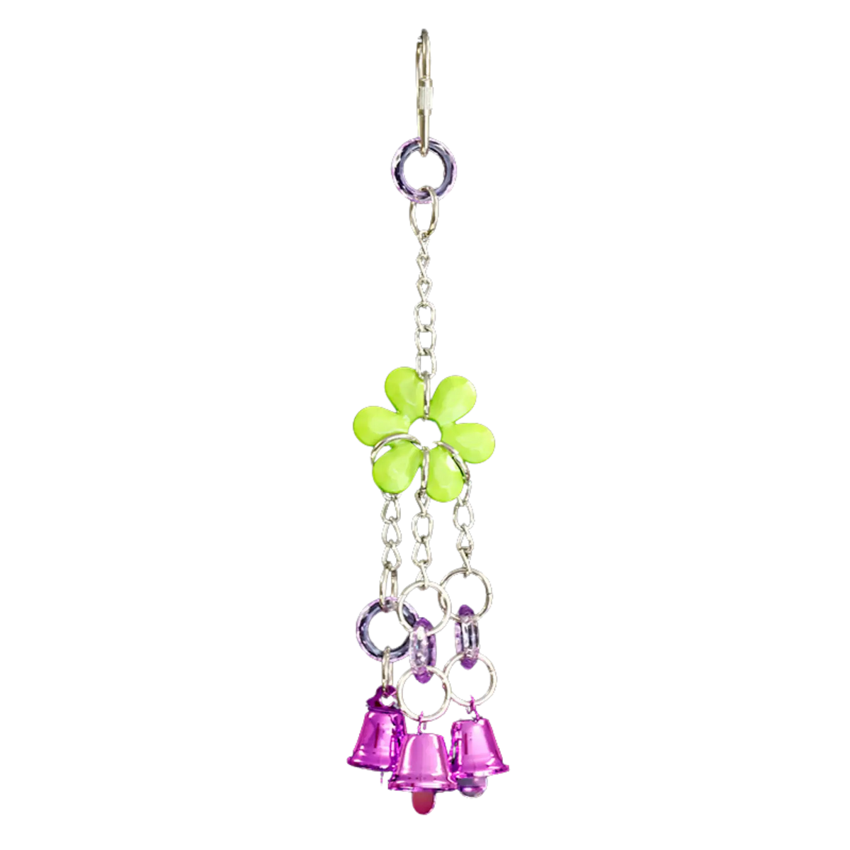 Large Flower Bead with 3 Coloured Bells Bird Toy