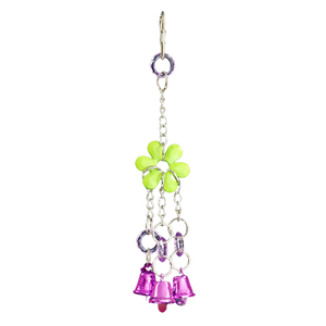 Large Flower Bead with 3 Coloured Bells Bird Toy