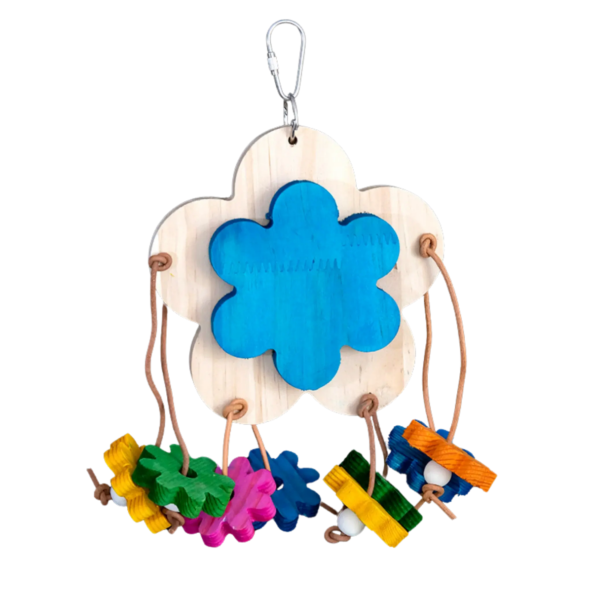 Large Wooden Flower with Dangly Flowers Bird Toy
