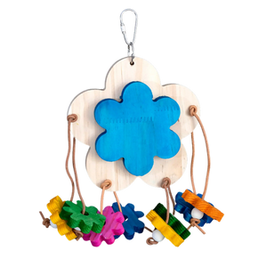 Large Wooden Flower with Dangly Flowers Bird Toy