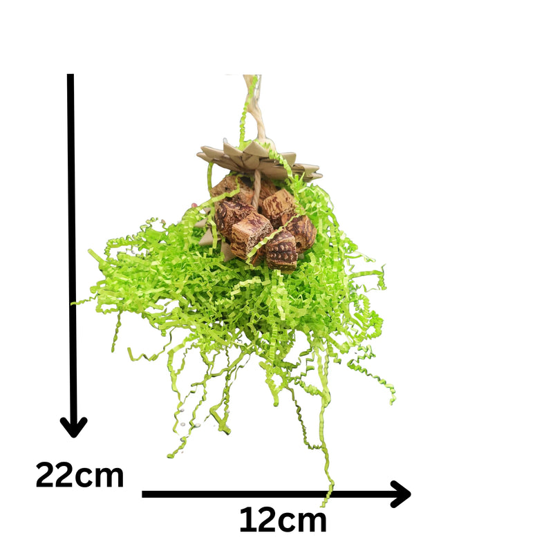 Mohogany Palm Leaf Flower with Crinkle Paper Bird Toy