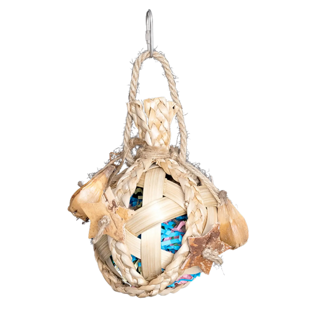 Natural and Coloured Hanging Pod Shredable Bird Toy