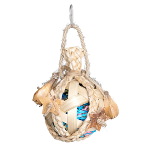 Natural and Coloured Hanging Pod Shredable Bird Toy