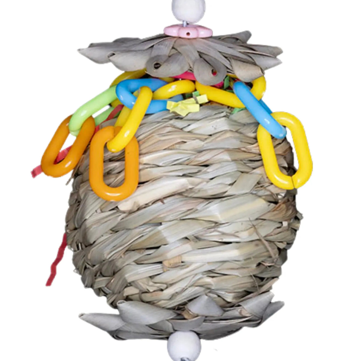 Natural Ball with Two Palm Flowers Bird Toy