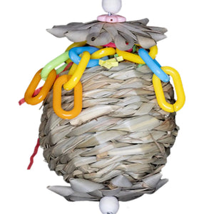 Natural Ball with Two Palm Flowers Bird Toy