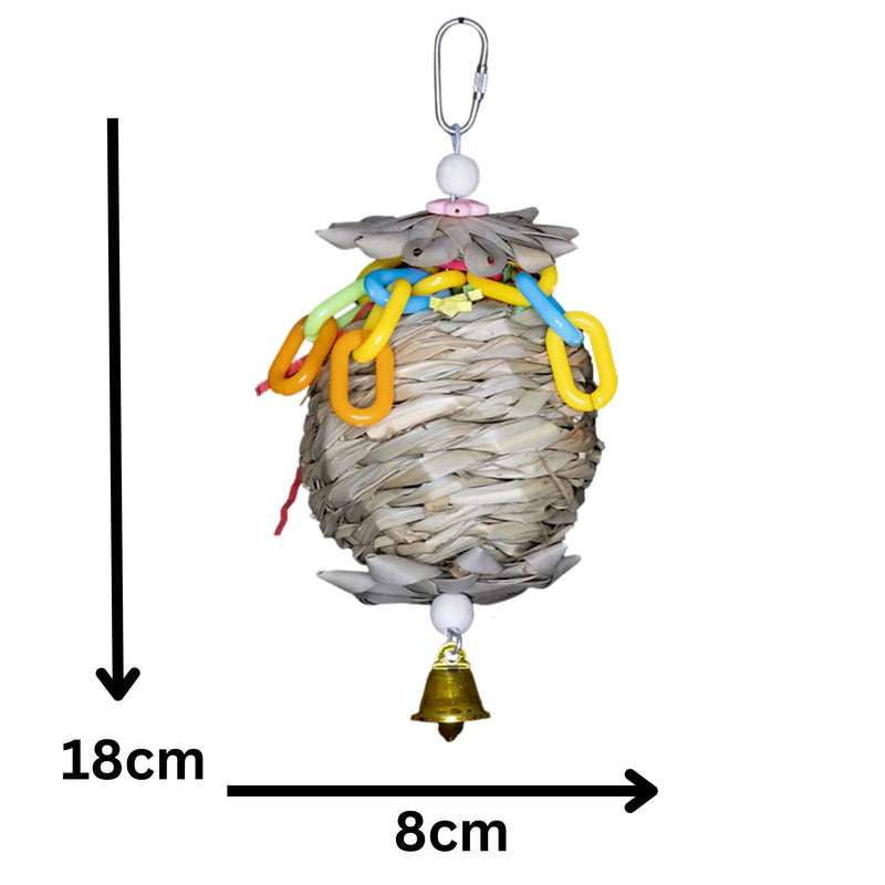 Natural Ball with Two Palm Flowers Bird Toy