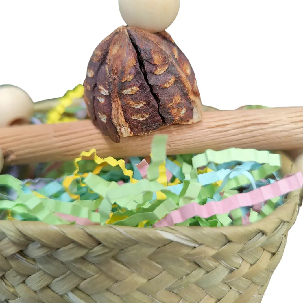 Natural Basket with hanging Goodies Bird Toy