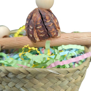 Natural Basket with hanging Goodies Bird Toy