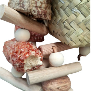 Natural Basket with hanging Goodies Bird Toy