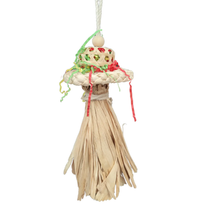 Natural Hat with Long Tassels Bird Toy