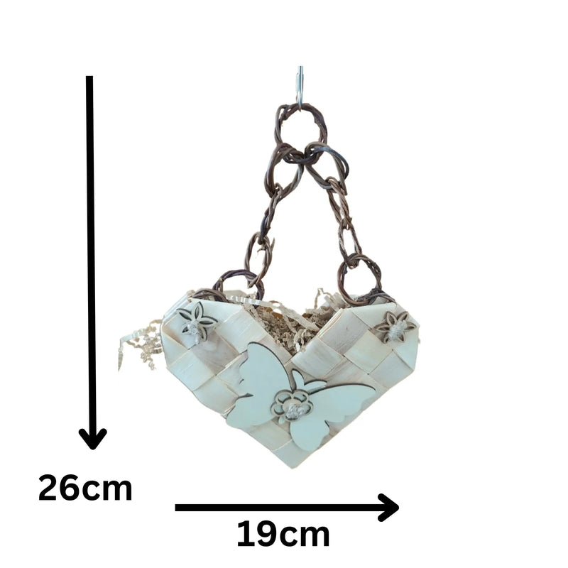Natural Heart on a Chain Bird Toy