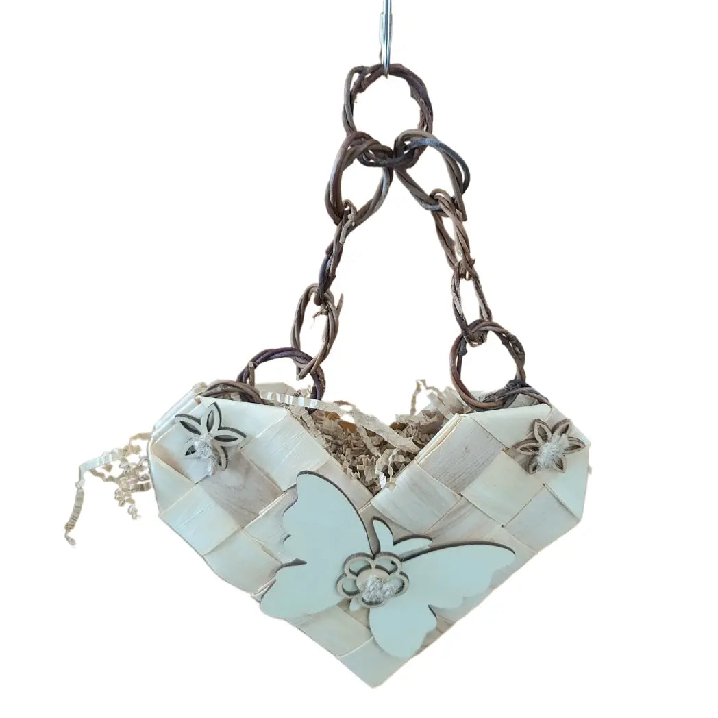 Natural Heart on a Chain Bird Toy