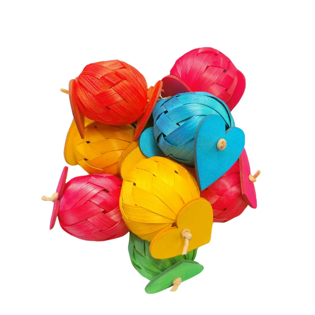 Paper Balls and Hearts Bird Toy