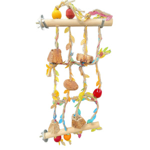 Perches with Hanging Net Bird Toy