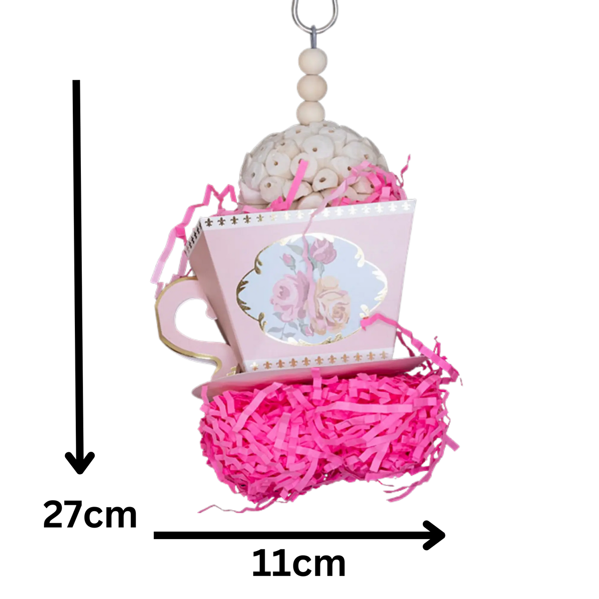 Pink Or Blue Tea Cup Bird Toy