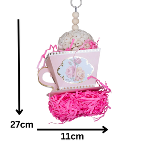 Pink Or Blue Tea Cup Bird Toy