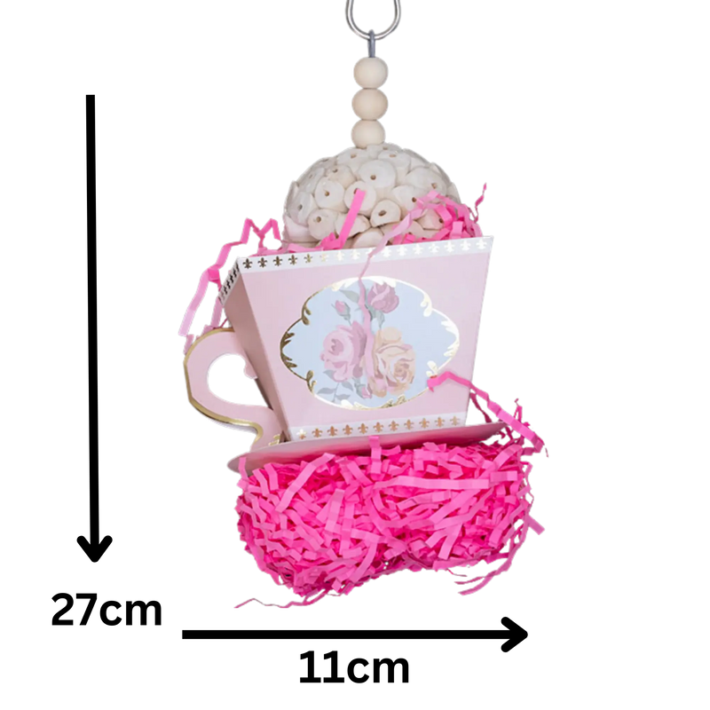 Pink Or Blue Tea Cup Bird Toy