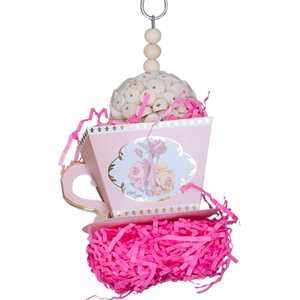 Pink Or Blue Tea Cup Bird Toy