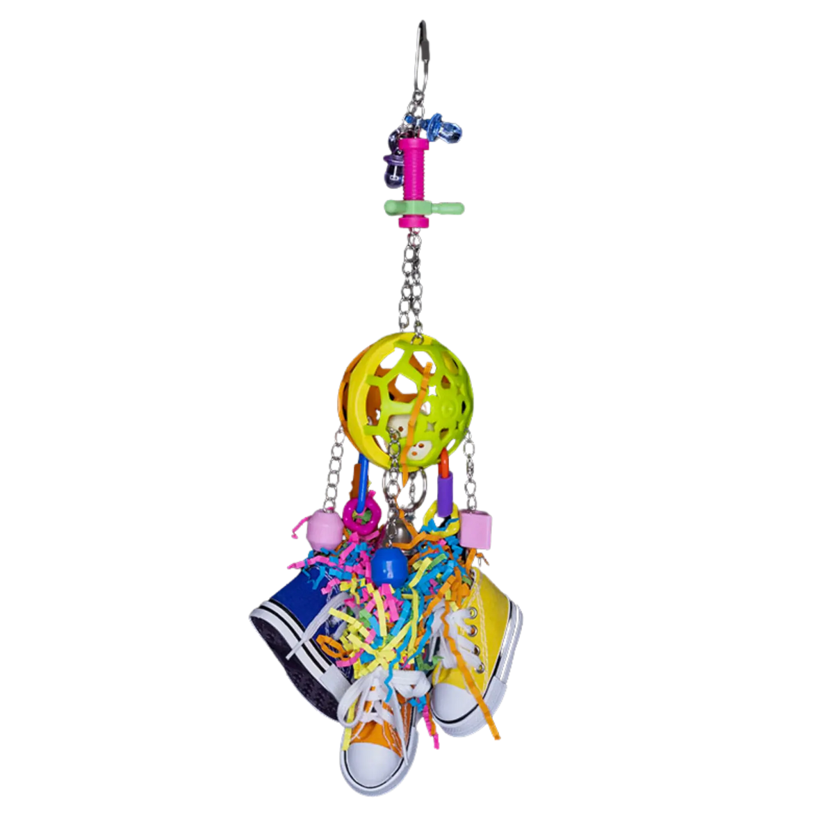 Rubber Ball with Four Hanging Shoes Bird Toy