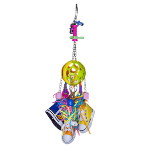 Rubber Ball with Four Hanging Shoes Bird Toy